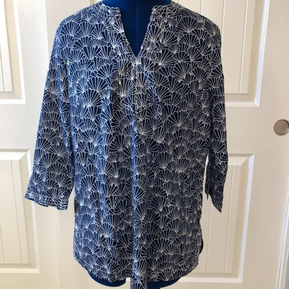 Talbot Cotton Blouse with 3/4 Sleeves